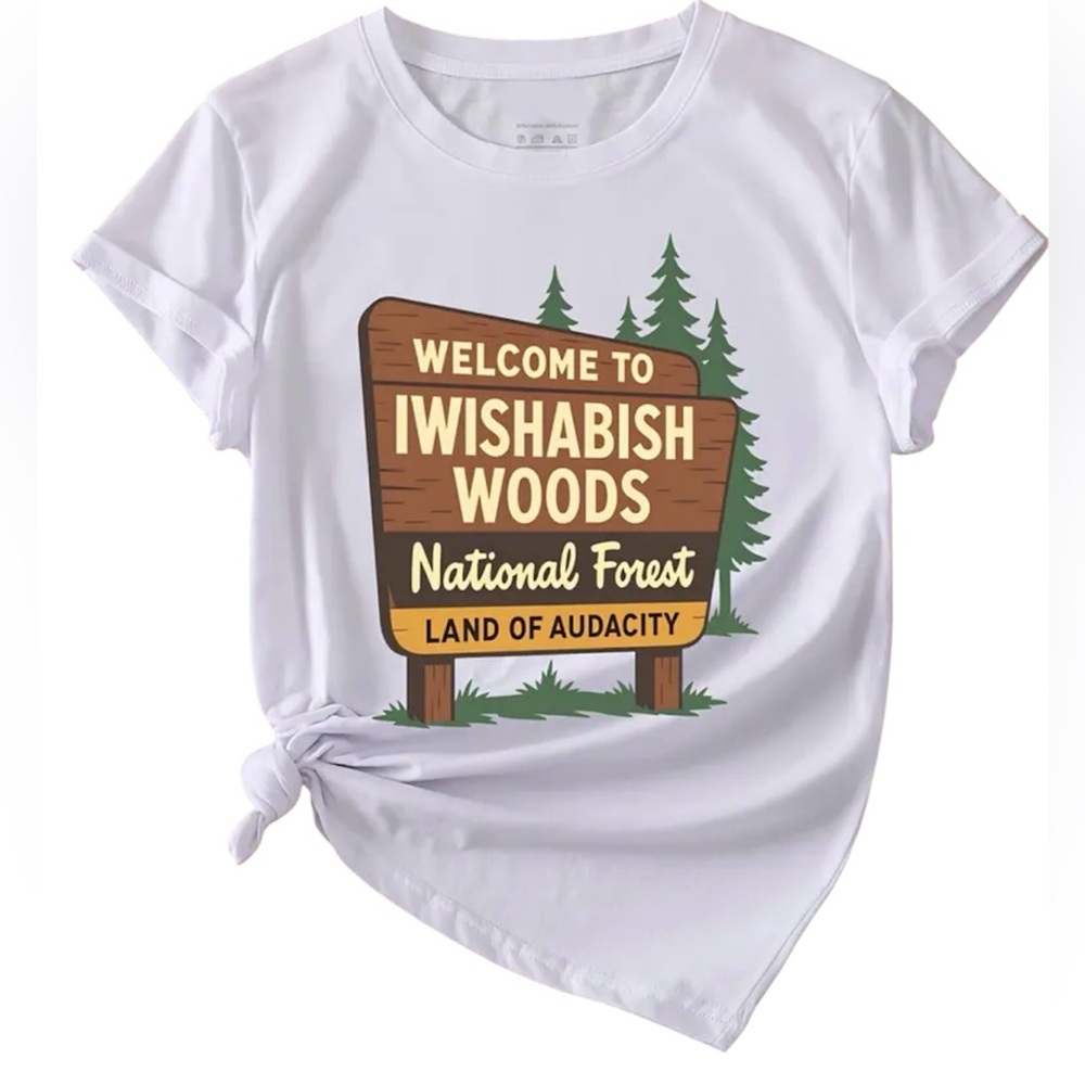 NWOT IWISHABISH WOODS Graphic Tee – Size Large – 100% Cotton - Picture 3 of 4